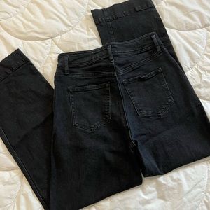 LOFT High Waist Slim Wide Leg Pants size 25 size 0 black faded color crop